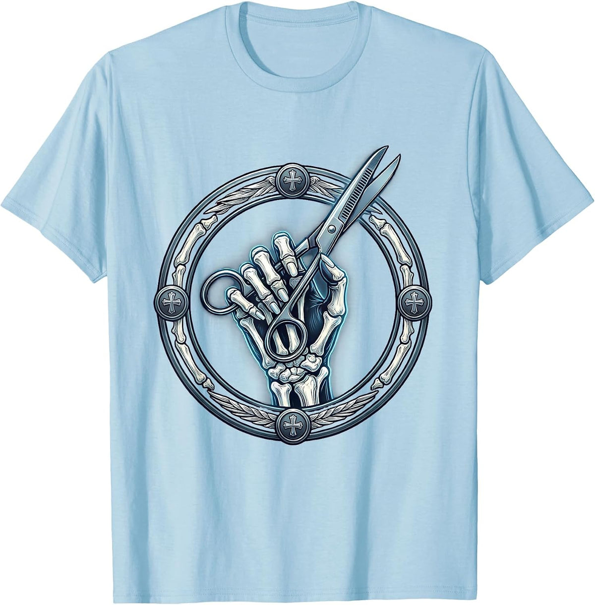 Men's X-Ray Hand Surgical Scissors Medical Assistant T-Shirt - Baby Blue