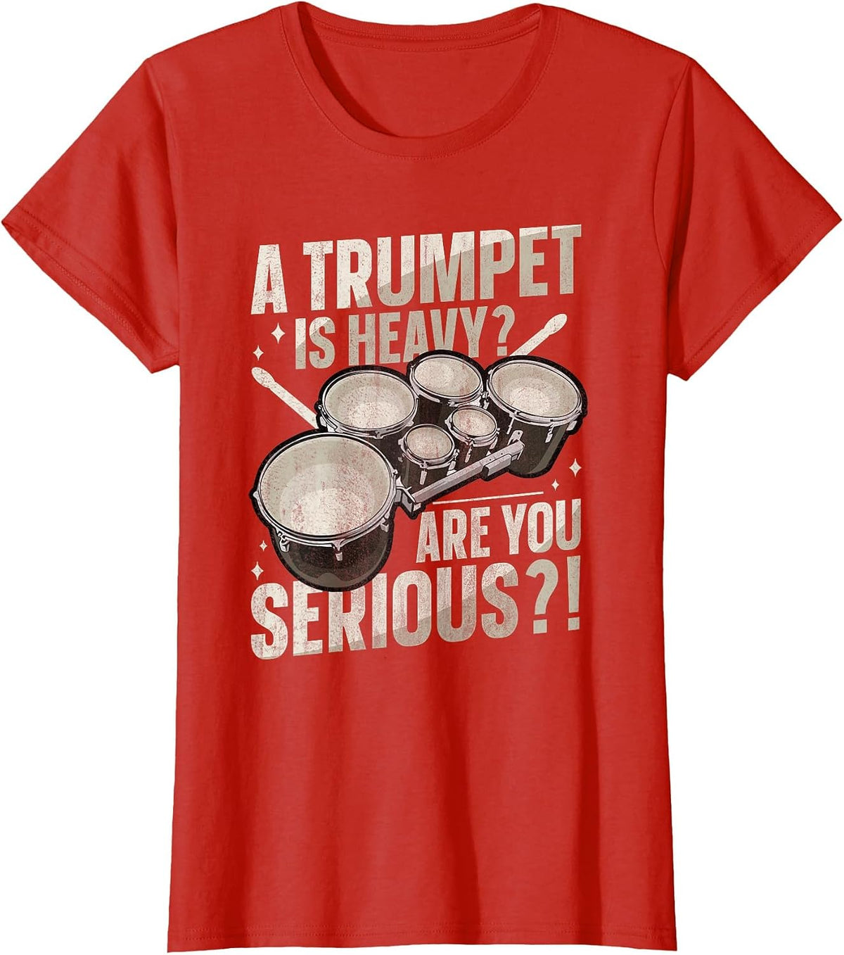 Quad Drums Marching Band Design for a Marching Band Drummer T-Shirt - Red