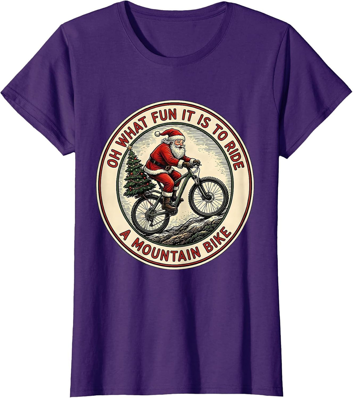 Women's Oh What Fun It Is To Ride A Mountain Bike Biker T-Shirt - Purple