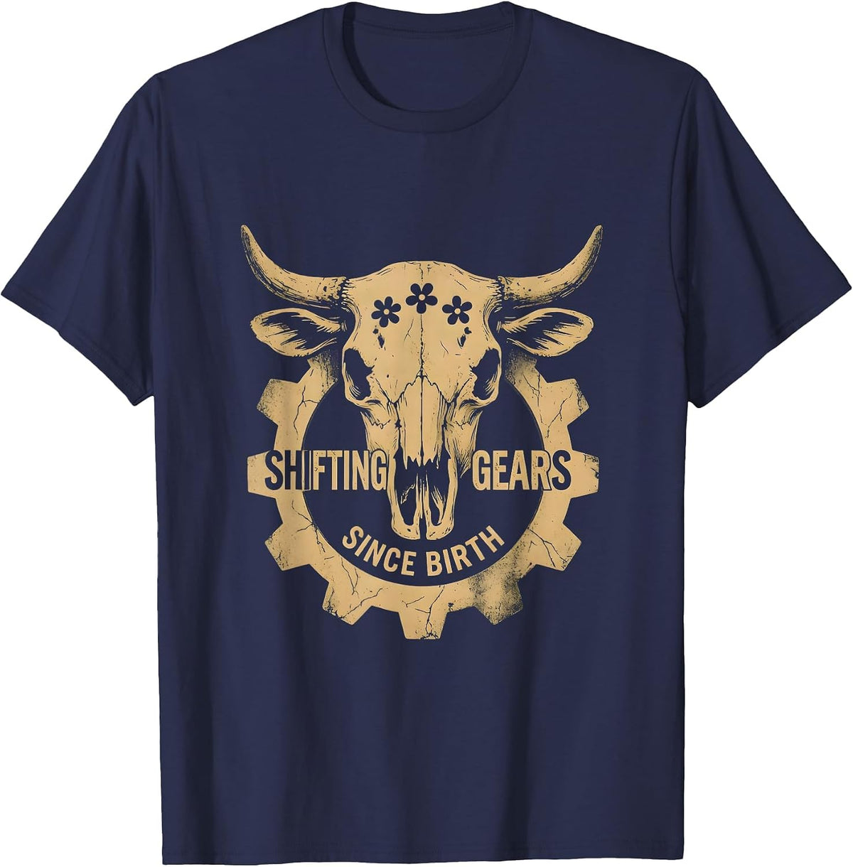 Men's Shifting Gears Since Birth Mechanic Design T-Shirt - Navy Blue