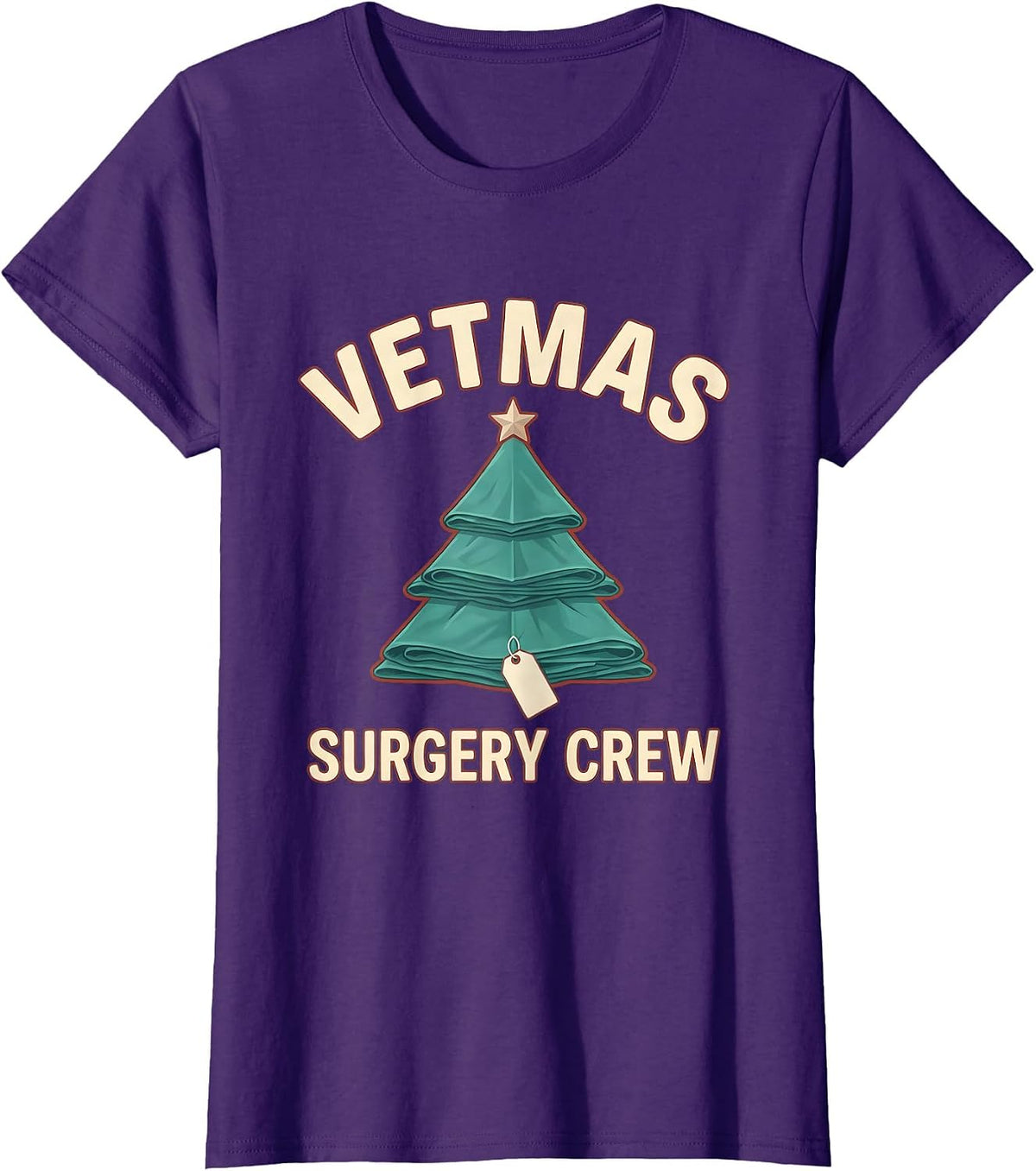 Women's Vetmas Surgery Crew Funny Vet Tech Christmas Veterinary Crew T-Shirt - Purple