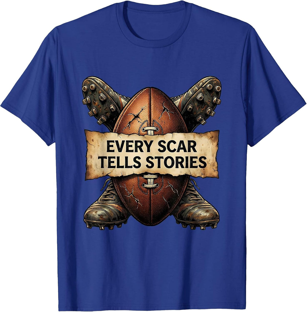 Every Scar Tells Stories Rugby Graphic Design T-Shirt - Royal Blue