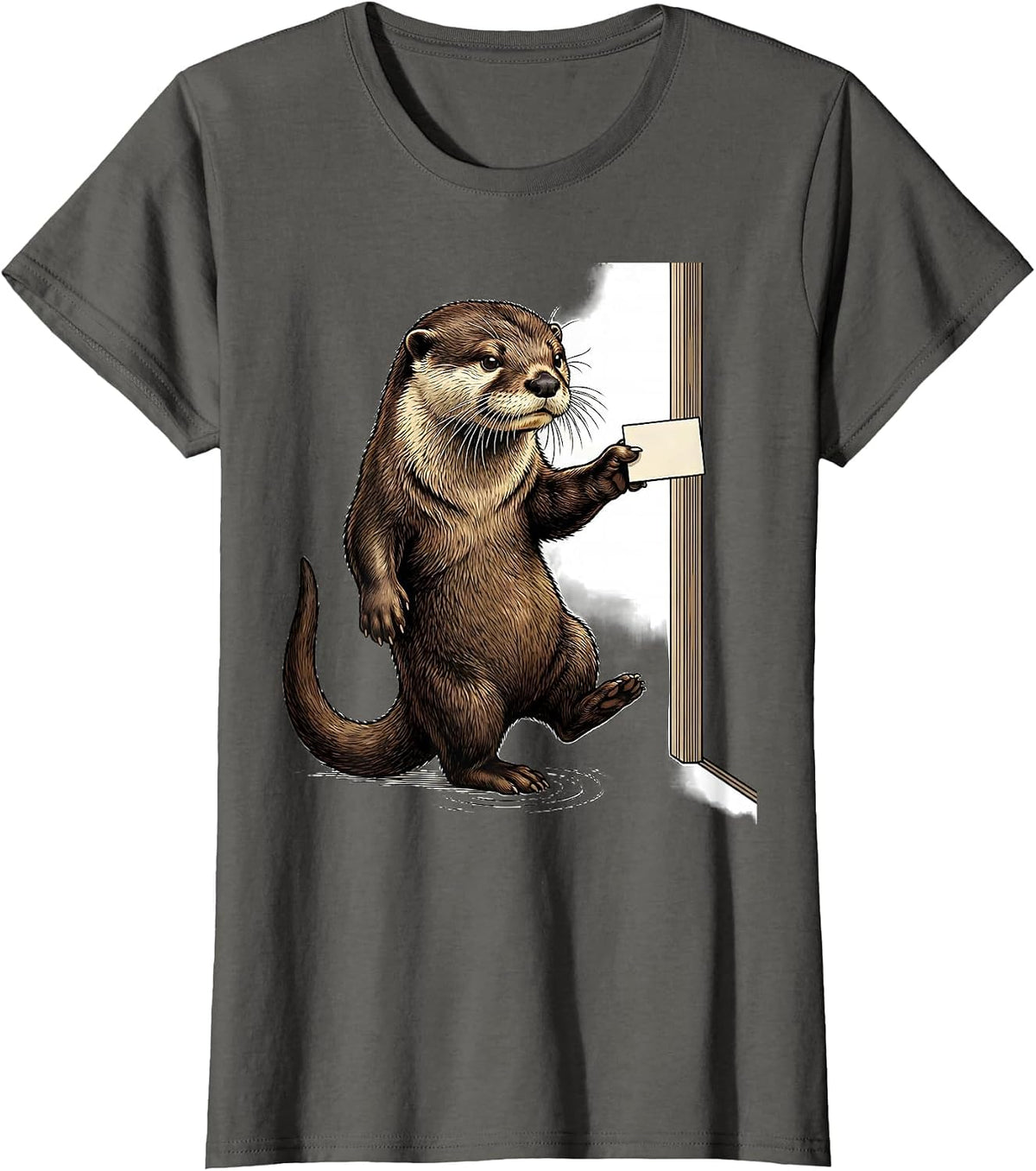Women's Otter Hall Pass Funny Otter Lover Gift T-Shirt - Asphalt Grey