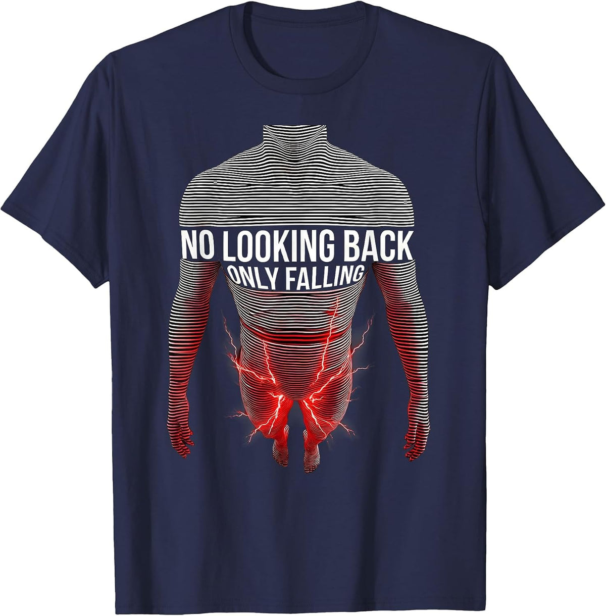 No Looking Back Only Falling Falls Out Balls Out T-Shirt - Navy Blue