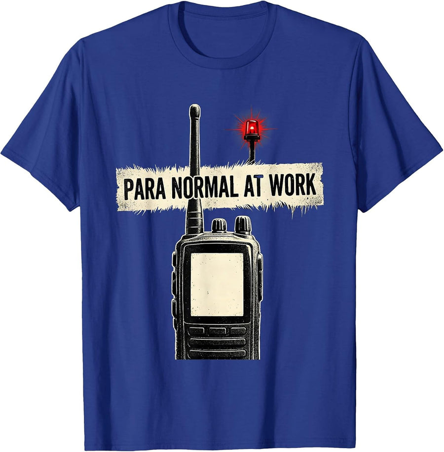 Para Normal At Work Stencil Graphic Halloween Teacher T-Shirt - Royal Blue