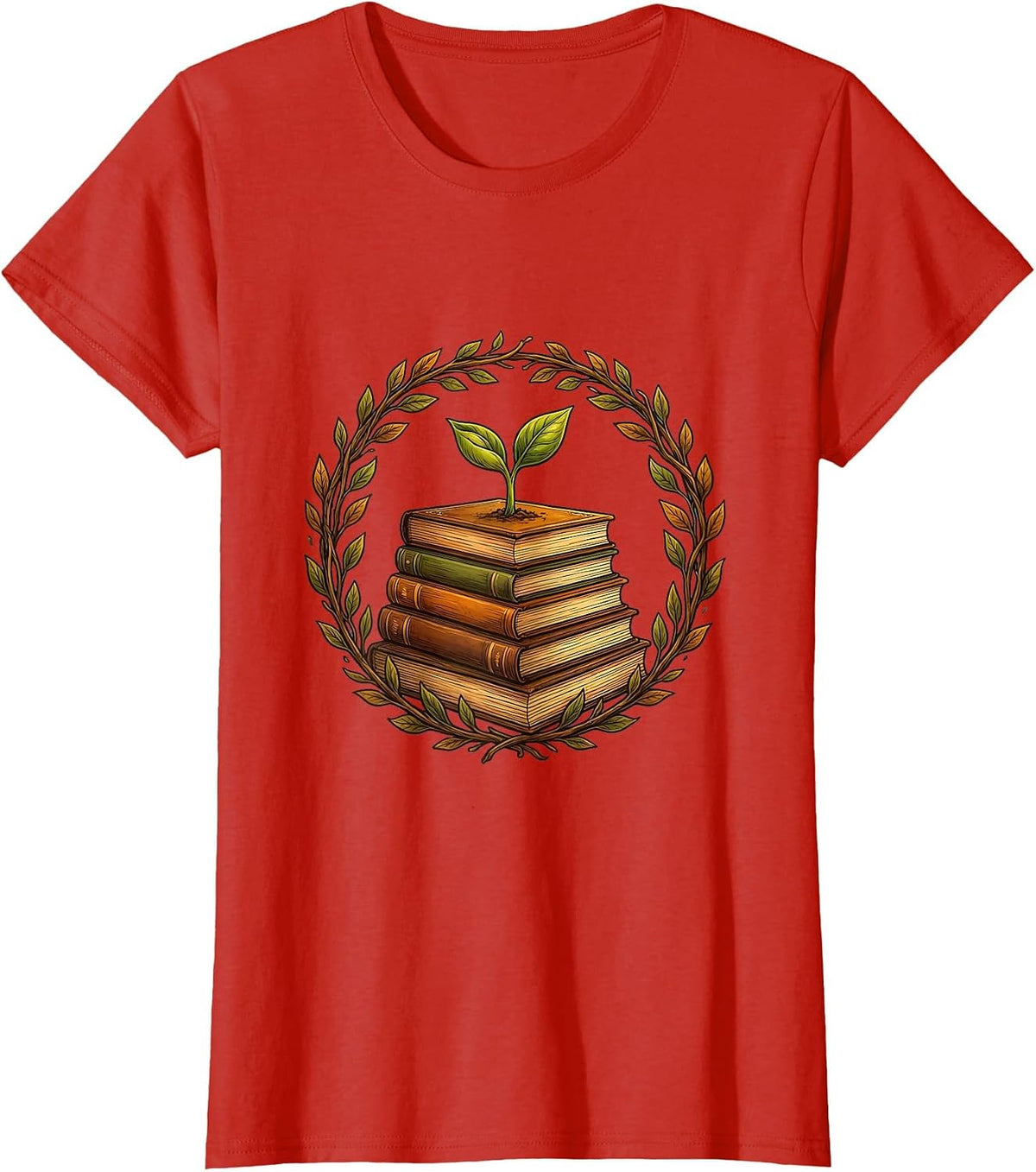 Sped Teacher Growing Minds Seedling Books Design T-Shirt - Red
