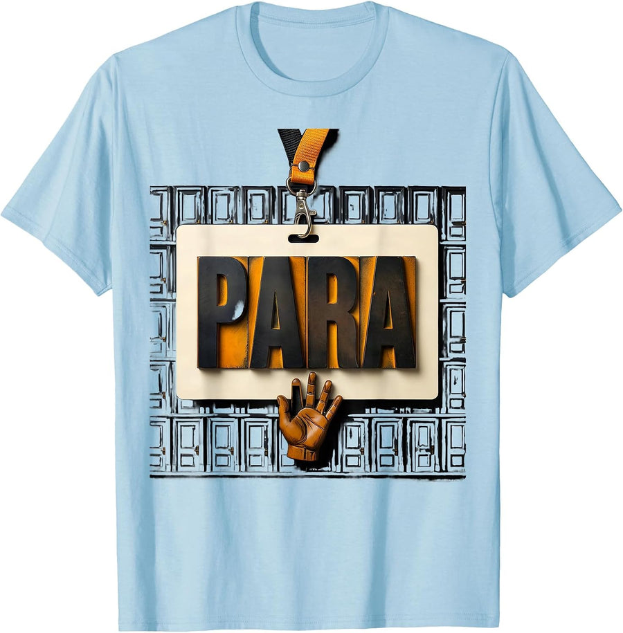 Men's Para Vintage Wood Type Letterpress School Support Staff T-Shirt - Baby Blue