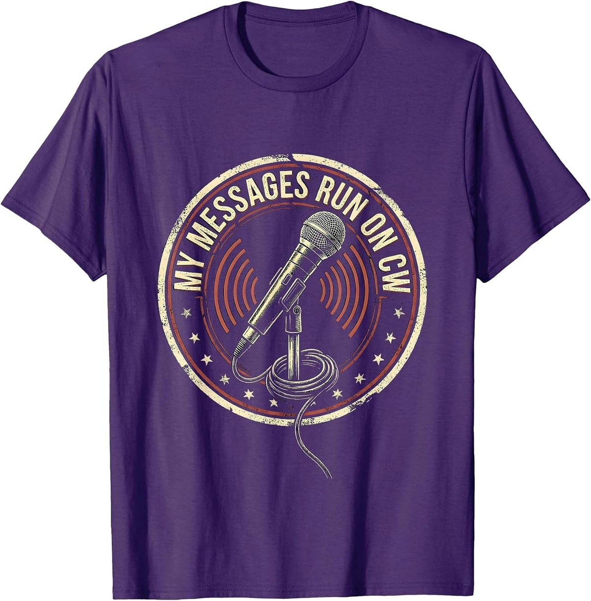 Men's My Messages Run On CW Funny Ham Radio Operator Hobbyist T-Shirt - Purple
