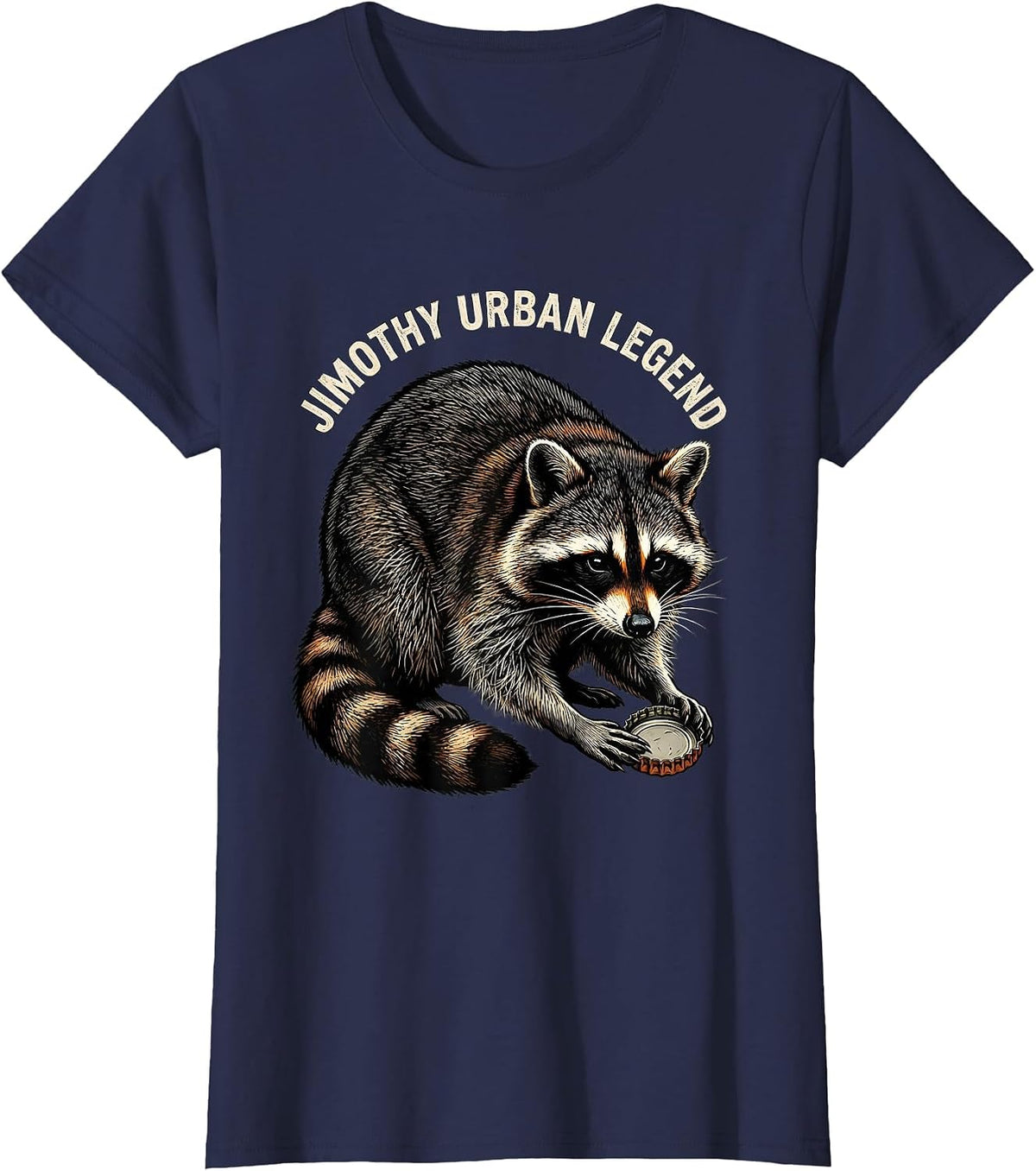 Women's Jimothy Urban Legend Funny Raccoon Viral Meme Trash Panda T-Shirt - Navy Blue