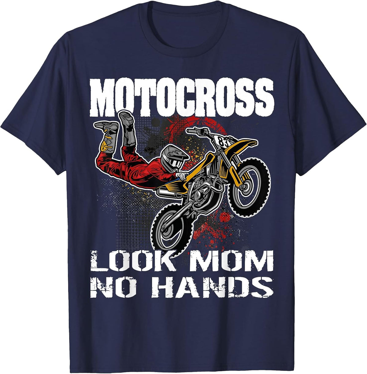 Dirtbike Motocross Look mom no Hands MX T-Shirt - Navy Blue