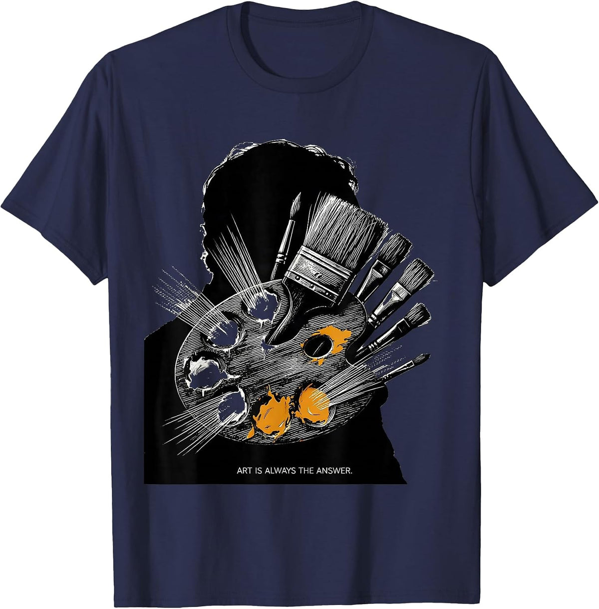 Art Is Always The Answer Creative Design T-Shirt - Navy Blue