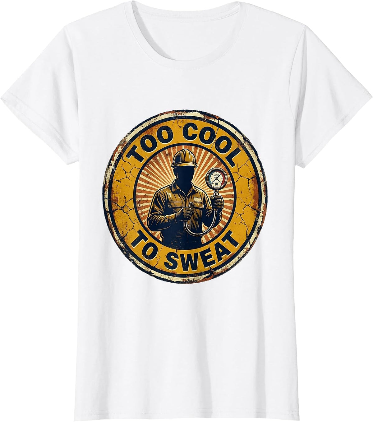 Too Cool To Sweat HVAC Technician Design T-Shirt - White