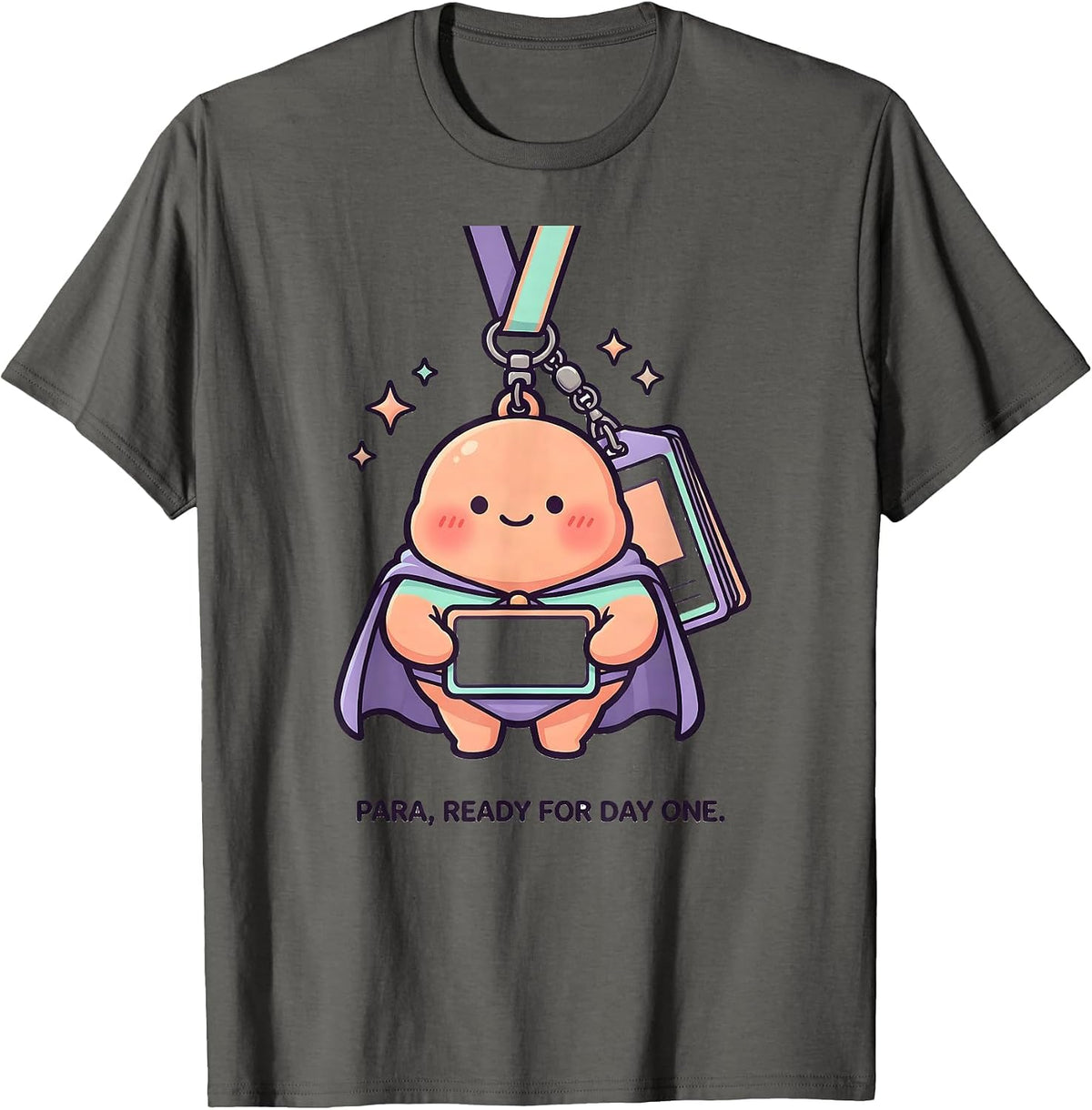Men's PARA Ready For Day One Cute Kawaii Back To School T-Shirt - Asphalt Grey