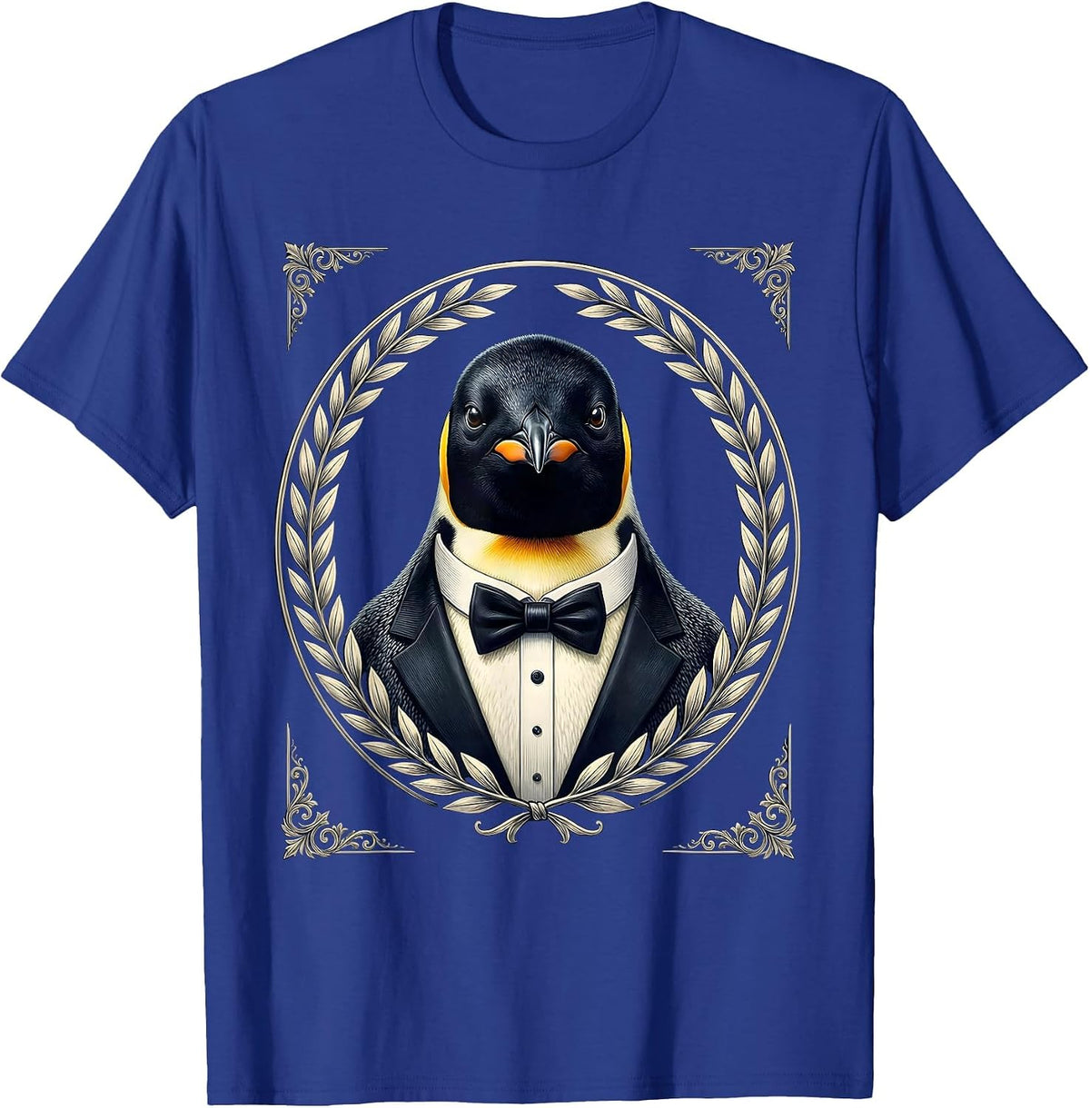Penguin in Tuxedo Bow Tie Graphic T-Shirt - Royal Blue
