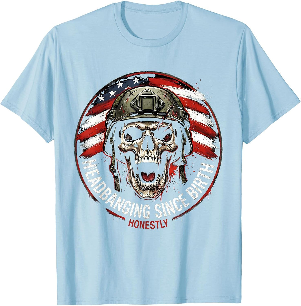 Men's Headbanging Since Birth Heavy Metal Music Design T-Shirt - Baby Blue