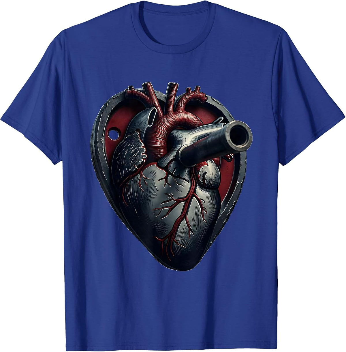 Men's Heart Bumper Plate Gym Humor Valentine's Day Weightlifting T-Shirt - Royal Blue