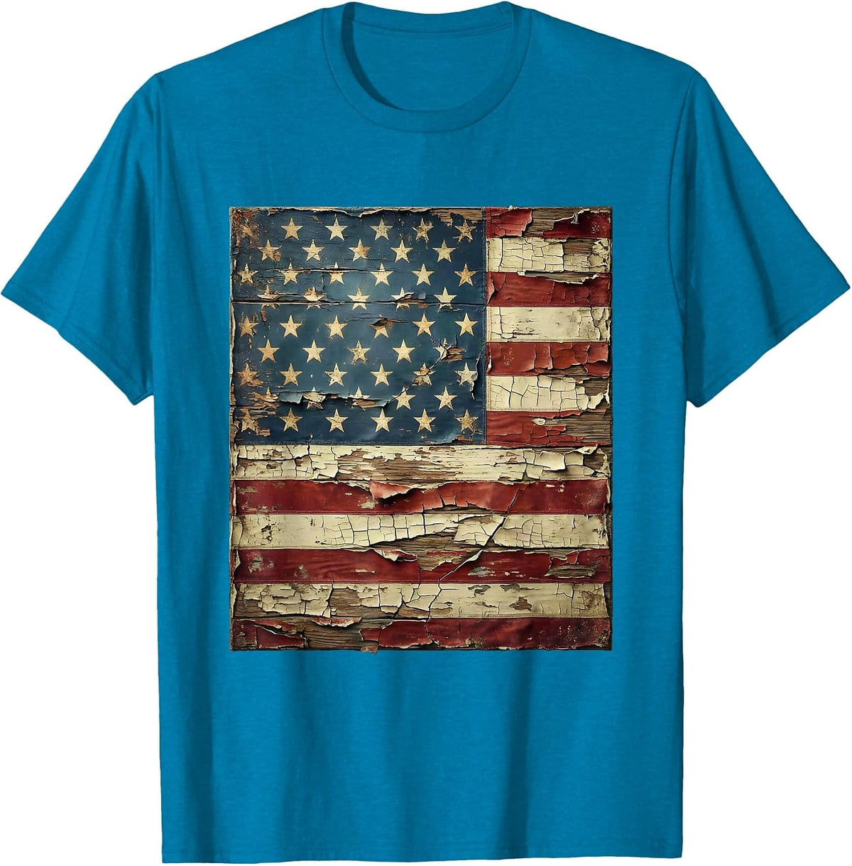 Iron Worker Cityscape Patriotic Graphic T-Shirt - Sapphire Blue
