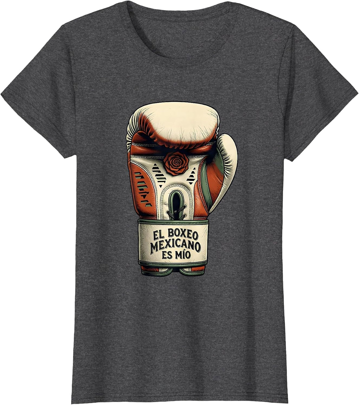 Women's El Boxeo Mexicano Es Mío Vintage Sign Painter Mexican Boxing T-Shirt - Dark Heather Grey