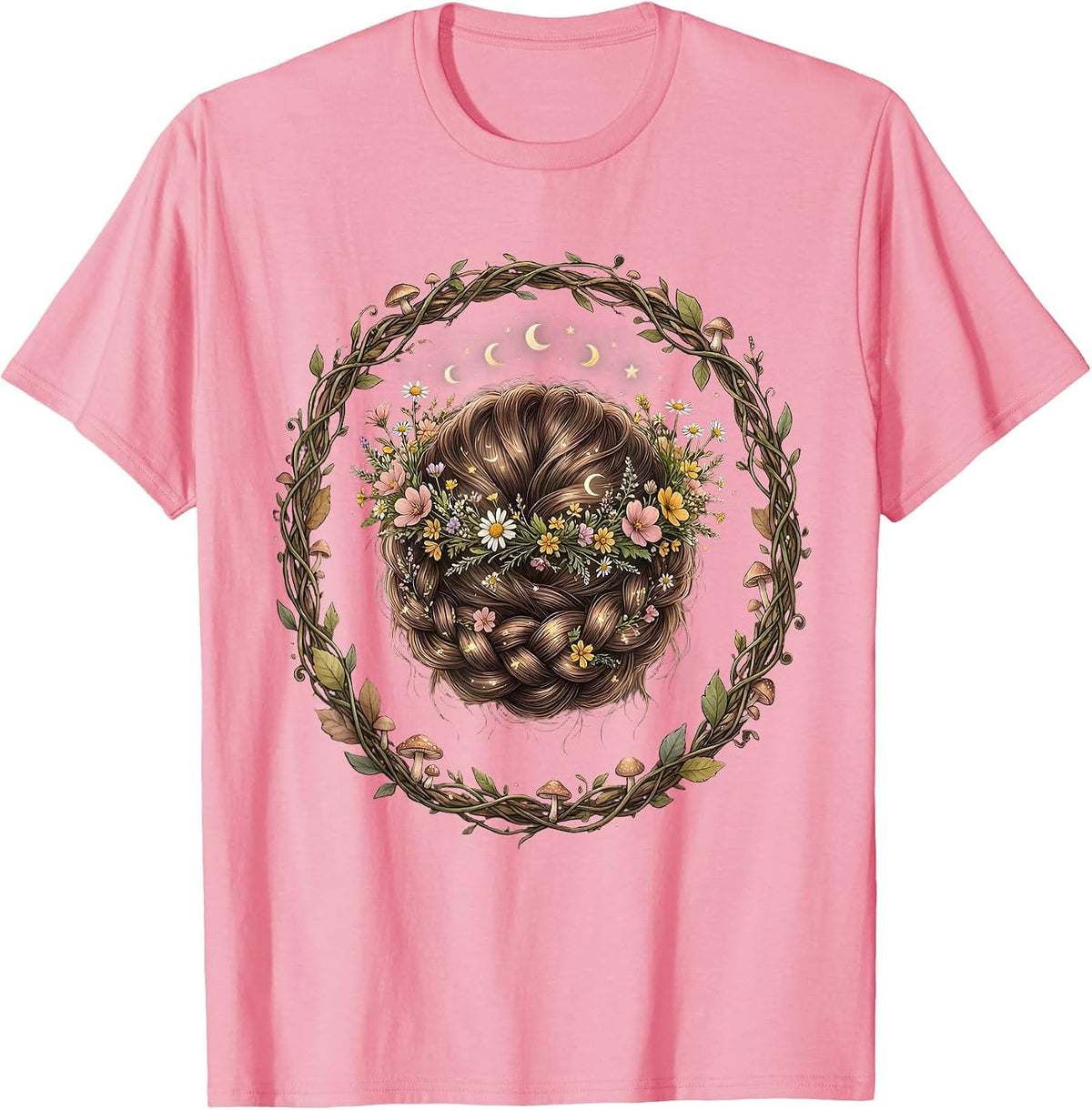 Men's Gigi Crown Braided Updo Graphic Tee T-Shirt - Pink