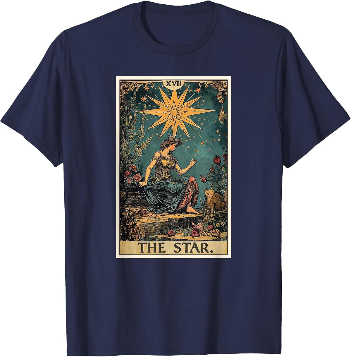 Tarot Cards Tarot Card 17 The Star T-Shirt - Navy Blue