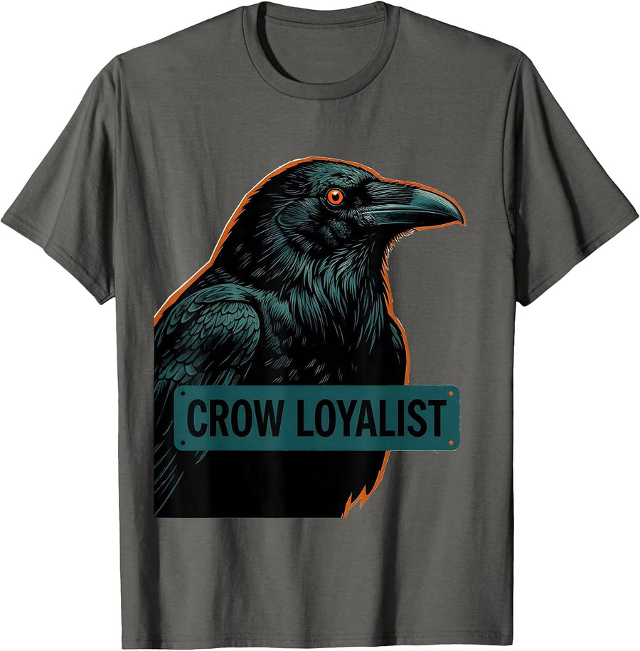 Crow Loyalist Gothic Nature Bird Art Enthusiast T-Shirt - Asphalt Grey
