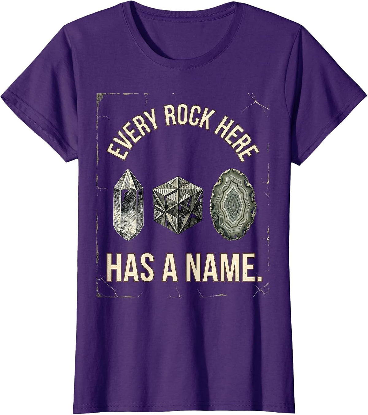 Women's Every Rock Here Has A Name Distressed Rock Collector Geology T-Shirt - Purple