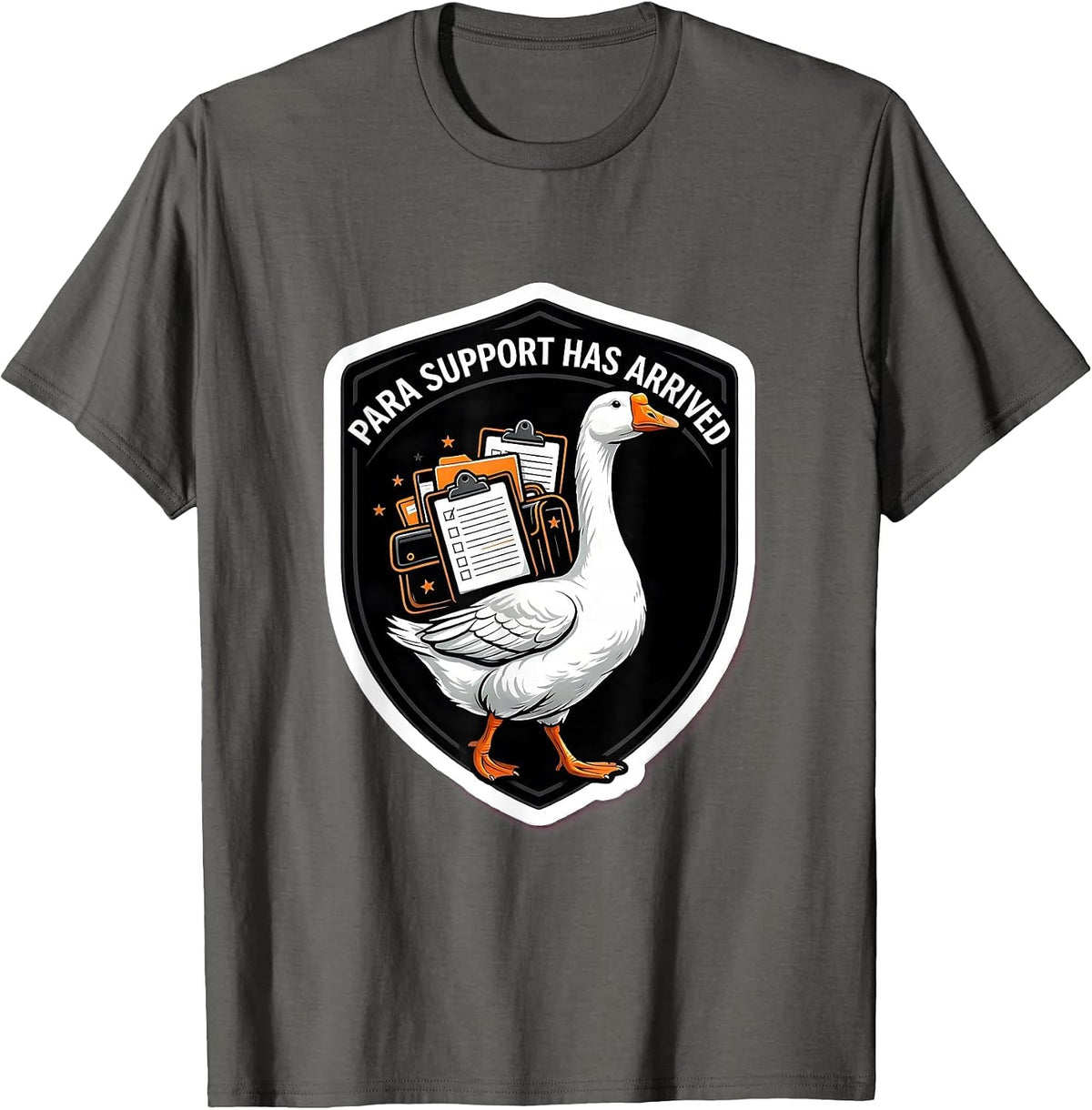 Para Support Has Arrived Funny Silly Goose SPED Teacher T-Shirt - Asphalt Grey