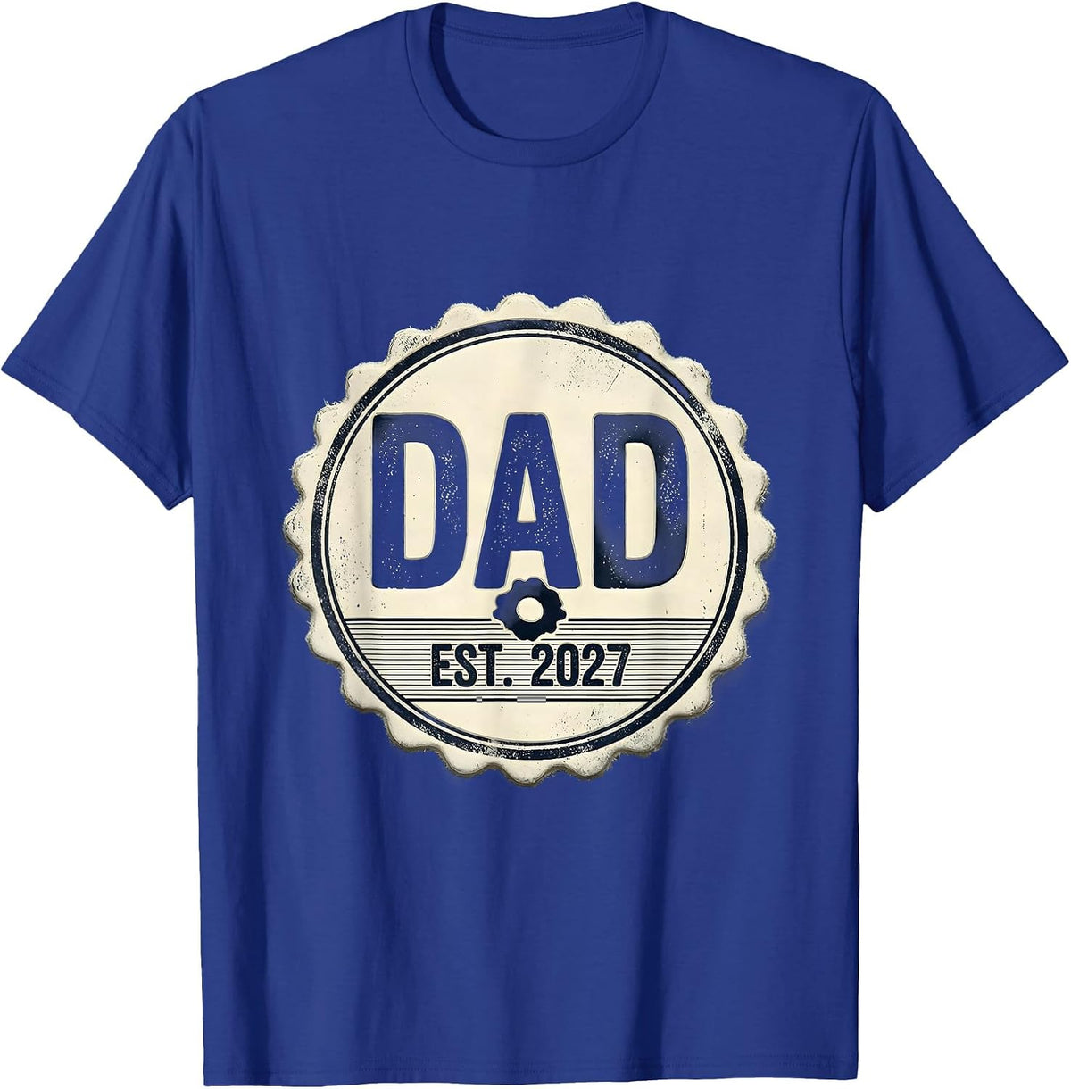 Men's Dad Est. 2027 Rubber Stamp First Time Dad New Parent T-Shirt - Royal Blue
