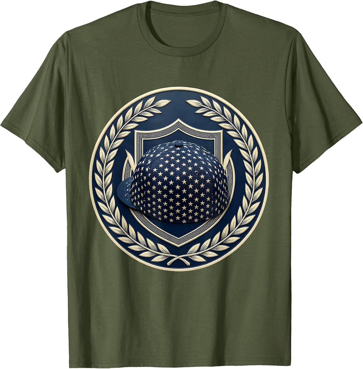 Starry Scrub Cap Nurse Graphic Tee T-Shirt - Olive Green