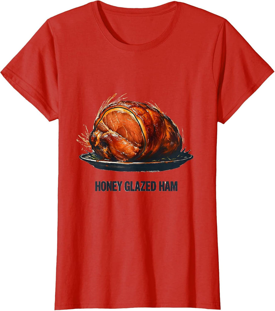 Women's Honey Glazed Ham Bootleg 90's Rap Rock Vintage Funny T-Shirt - Red