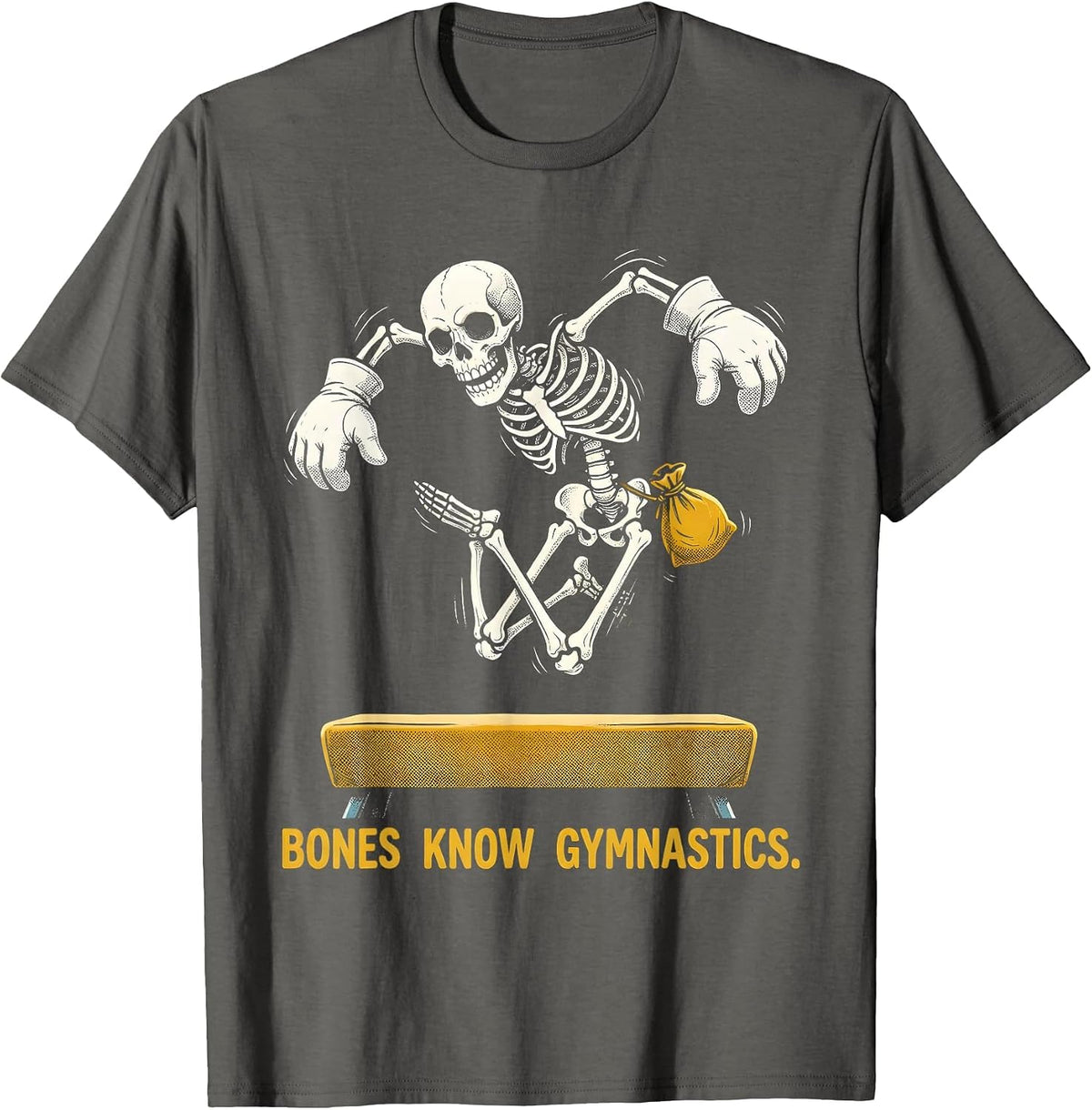 Bones Know Gymnastics Funny Skeleton Halloween Costume Kids T-Shirt - Asphalt Grey