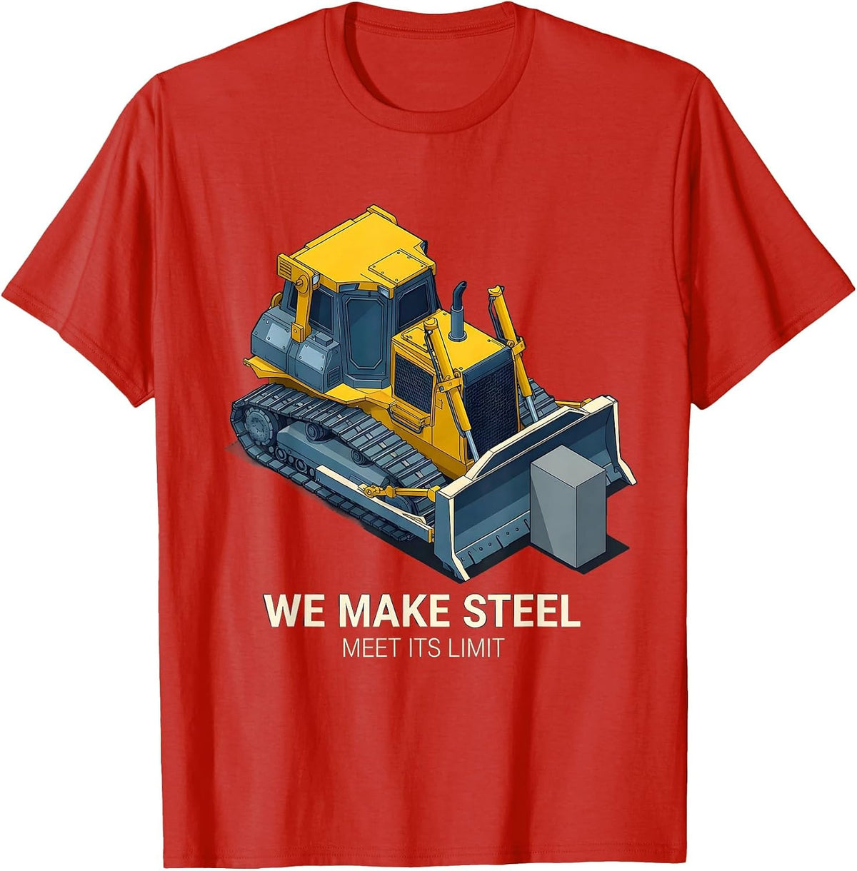 Men's We Make Steel Meet Its Limit Isometric Vector Heavy T-Shirt - Red