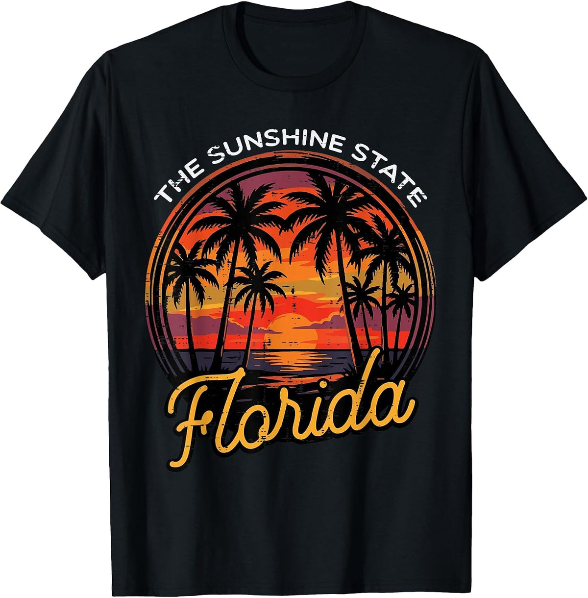 Florida Sunshine Retro Summer Vacation Men Women Kids T-Shirt - Black