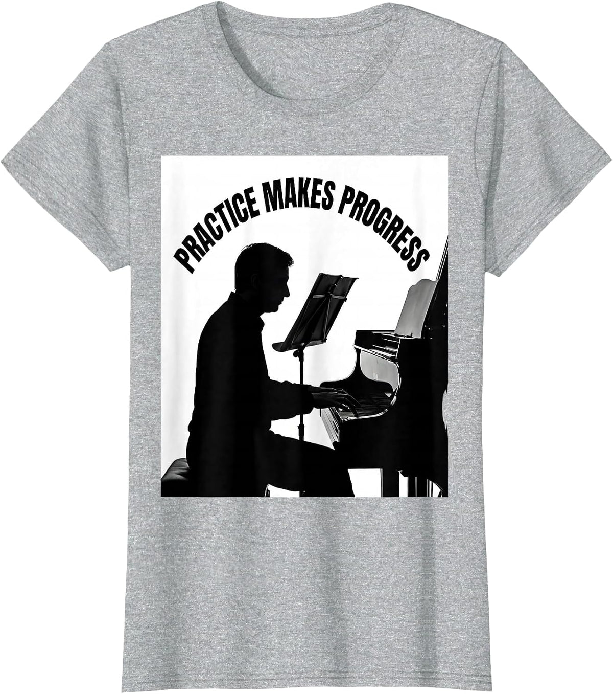 Practice Makes Progress Music Teacher Design T-Shirt - Heather Grey