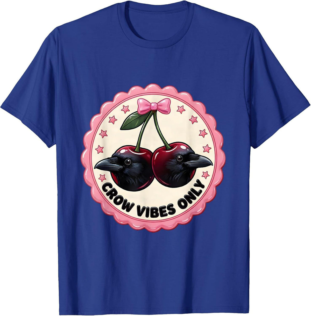 Crow Vibes Only Bold Graphic Design T-Shirt - Royal Blue