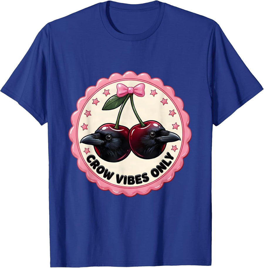 Crow Vibes Only Bold Graphic Design T-Shirt - Royal Blue