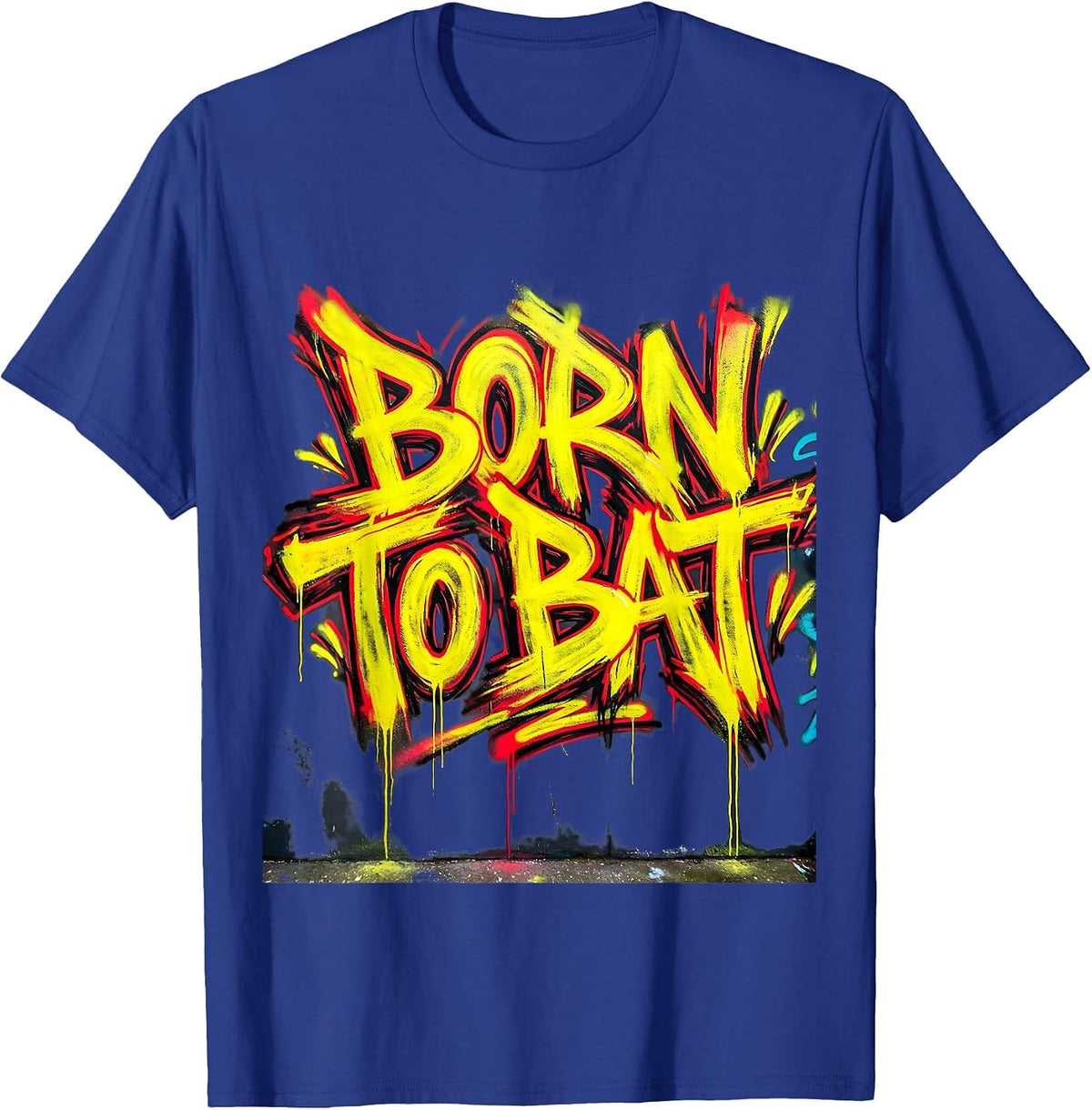 Born to Bat Cricket Life Graphic Design T-Shirt - Royal Blue