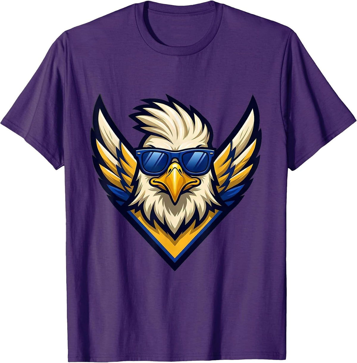 Bald Eagle Mascot Sunglasses Eagle Fan Novelty T-Shirt - Purple