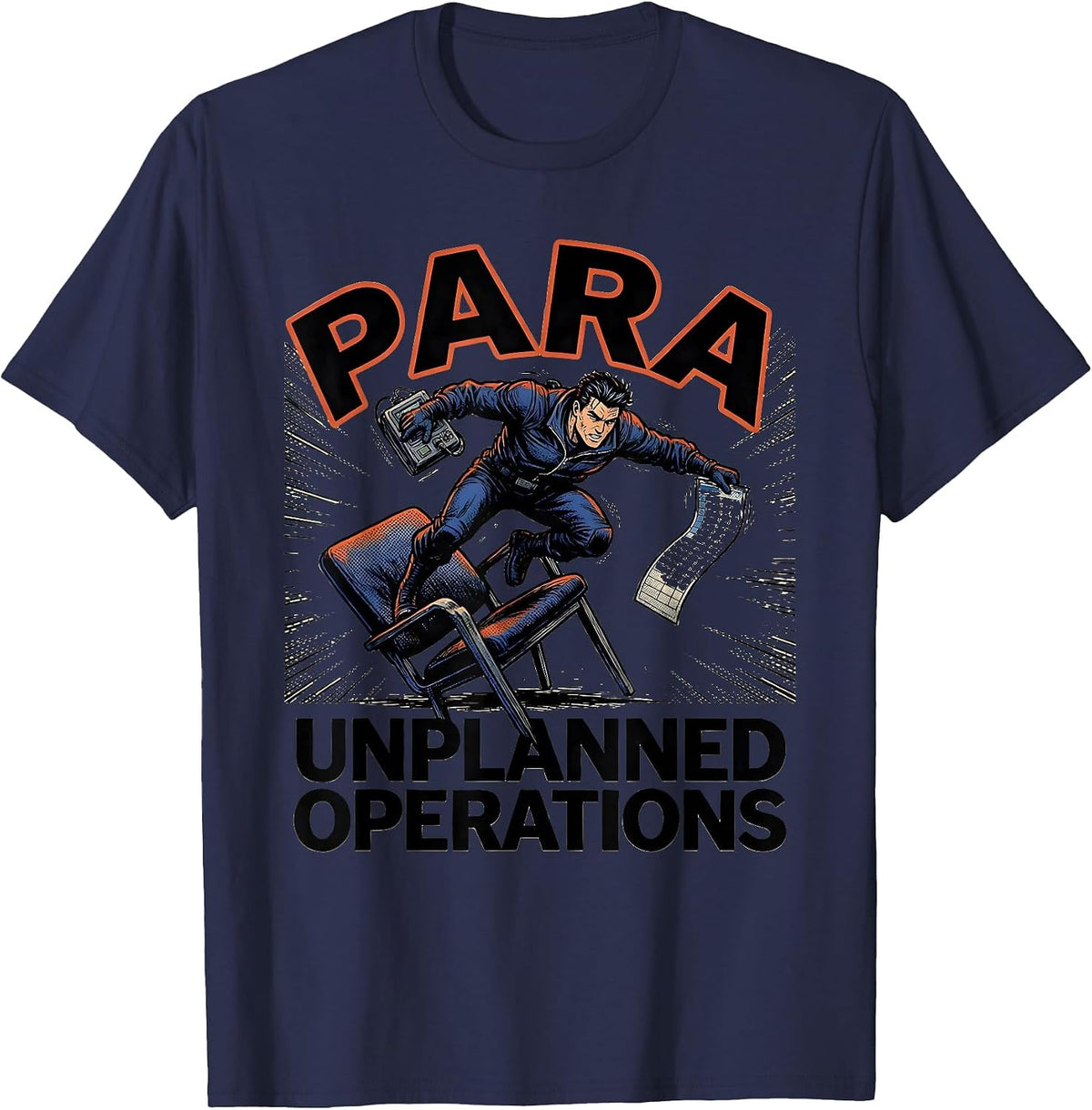 Para Unplanned Operations Comic Book Paraprofessional T-Shirt - Navy Blue