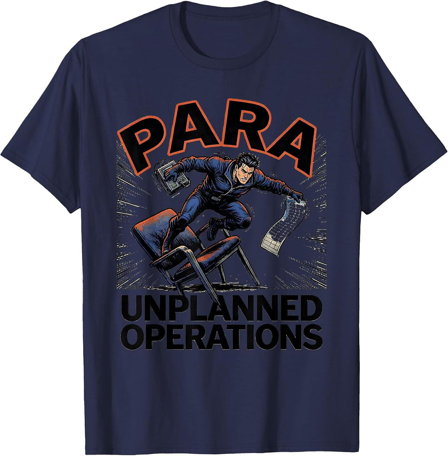 Para Unplanned Operations Comic Book Paraprofessional T-Shirt - Navy Blue