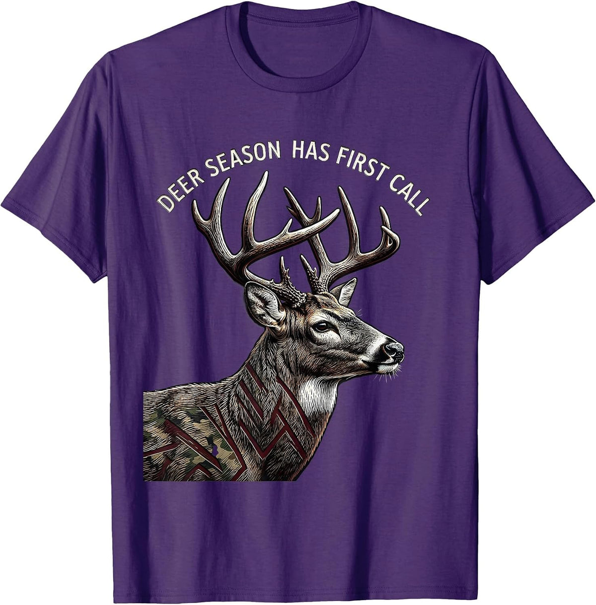 Deer Season Has First Call Funny Hunting Dad Gift T-Shirt - Purple