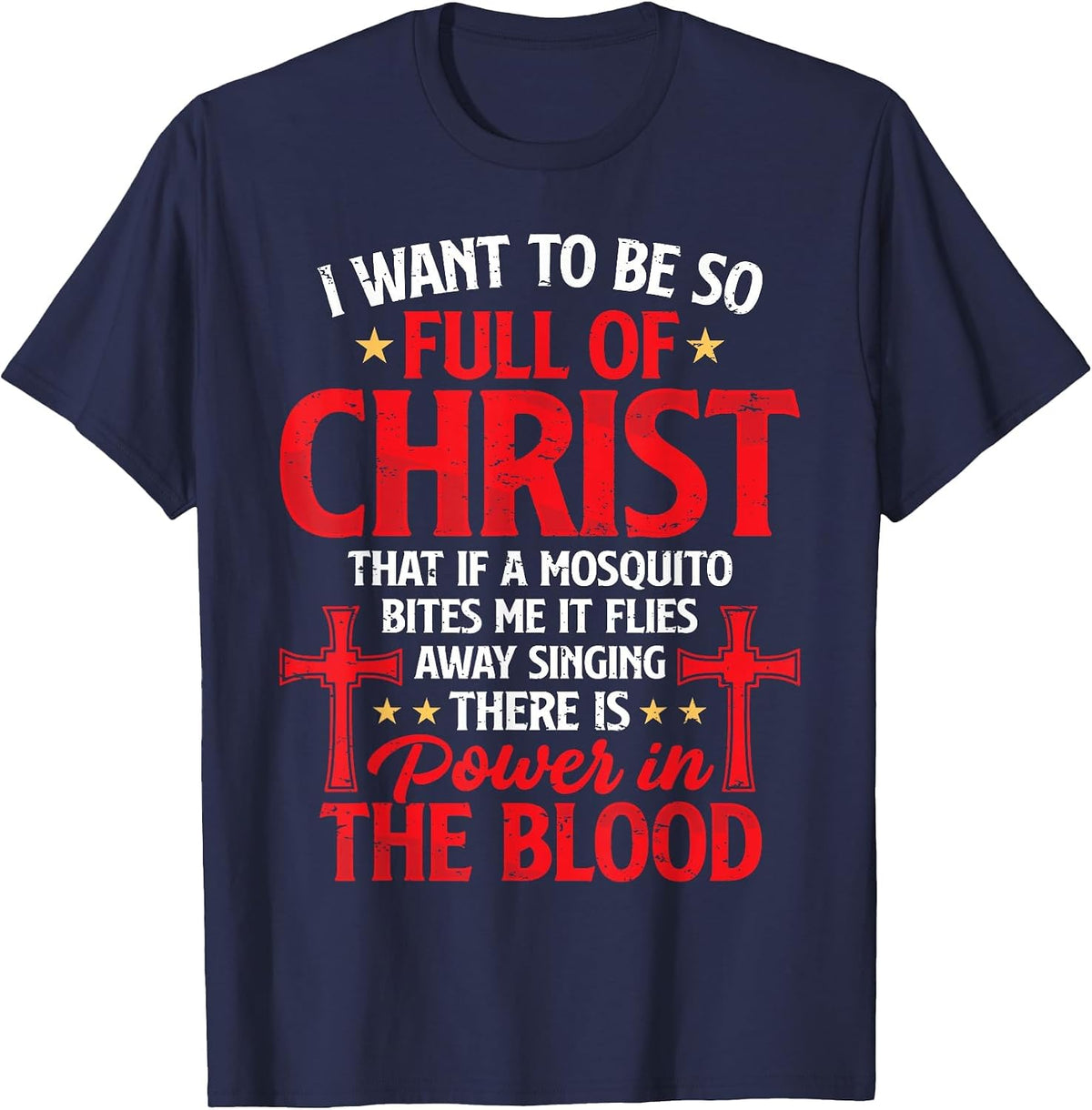 There's Power in Blood Funny Religious Christian Faith Jesus T-Shirt - Navy Blue