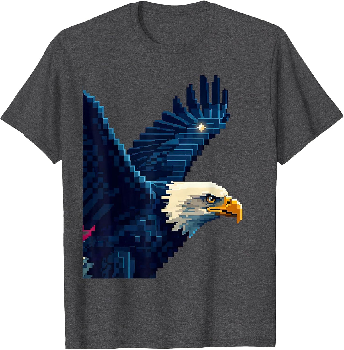 Bald Eagle Pixel Art Mascot Fan Family Pride T-Shirt - Dark Heather Grey