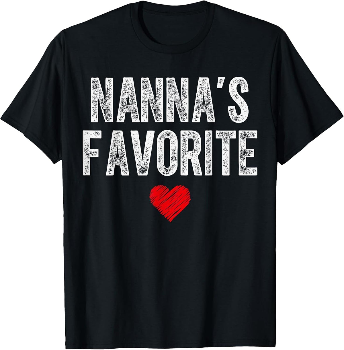 Nanna’S Favorite Heart Graphic for Mothers Day Grandchild T-Shirt - Black