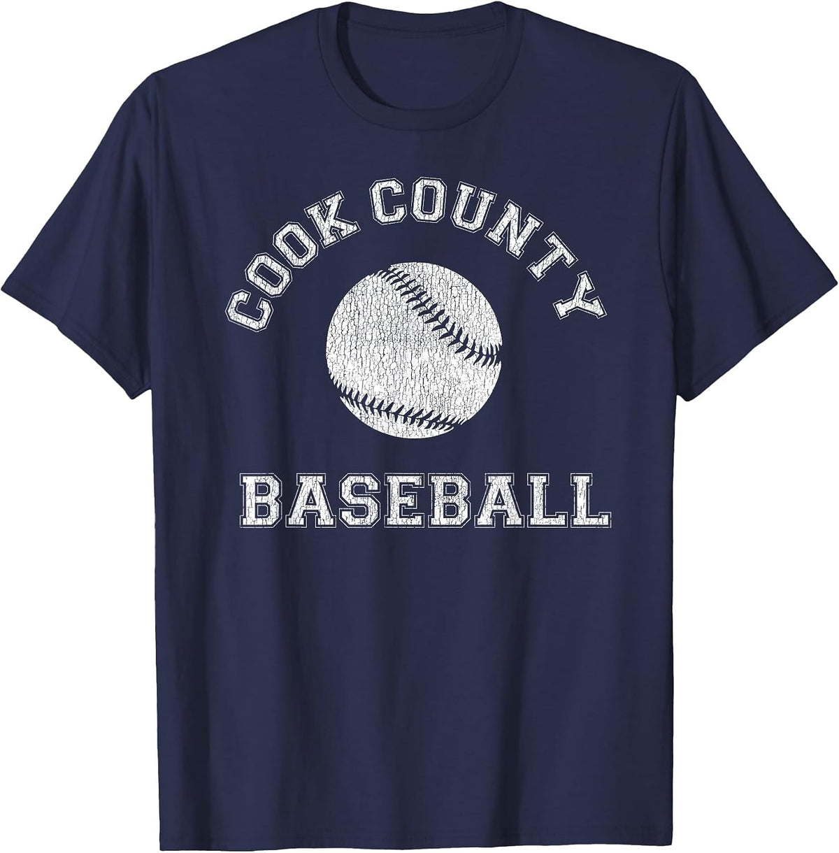 Cook County Baseball Distressed Retro Classic T-Shirt - Navy Blue