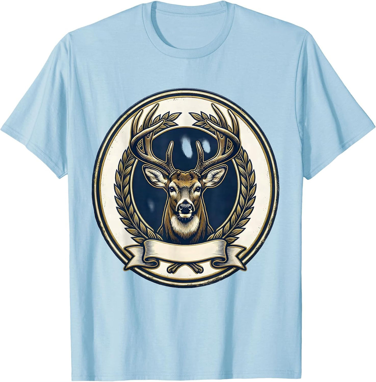 Men's Sealed Buck Emblem Whitetail Hunting Dad Gift T-Shirt - Baby Blue