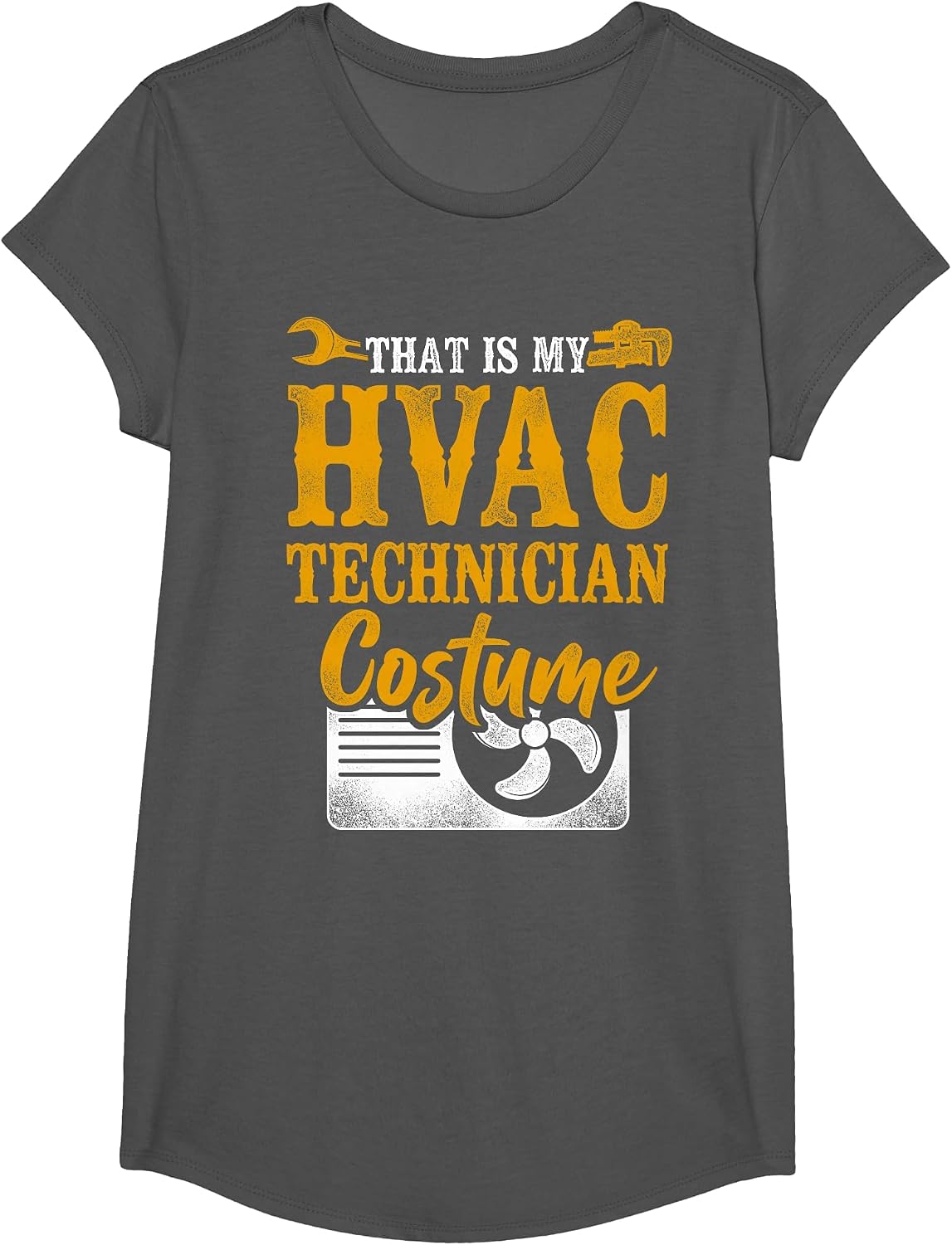 HVAC Technician Tech Halloween Vintage that is My HVAC T-Shirt - Girls Asphalt Grey