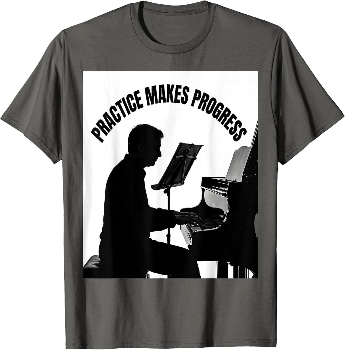 Practice Makes Progress Music Teacher Design T-Shirt - Asphalt Grey