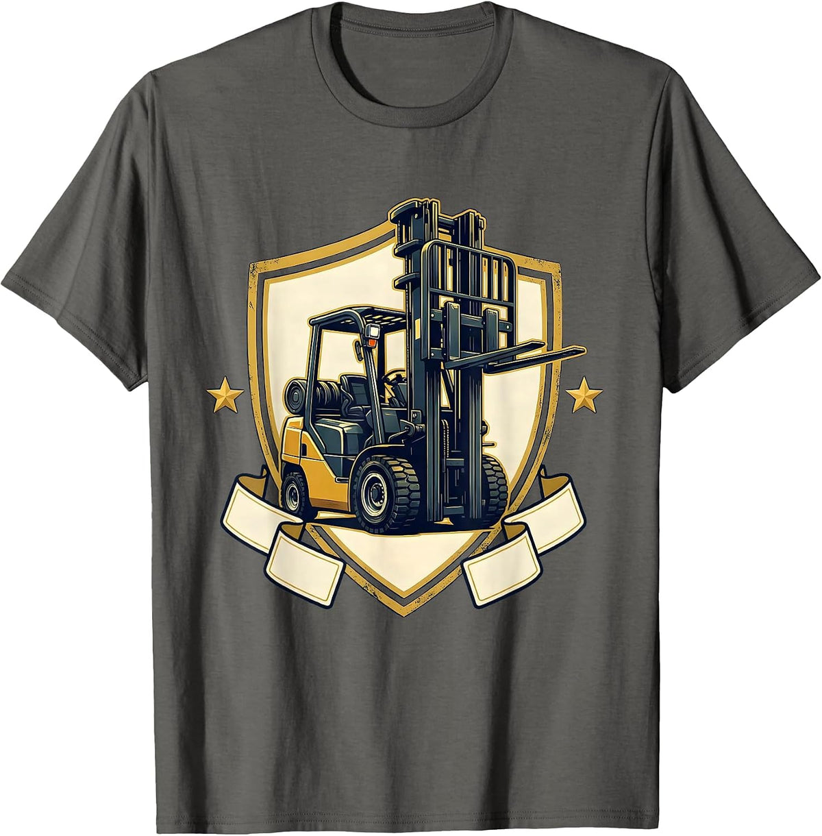 Men's Forklift Operator Emblem Humor Gift T-Shirt - Asphalt Grey