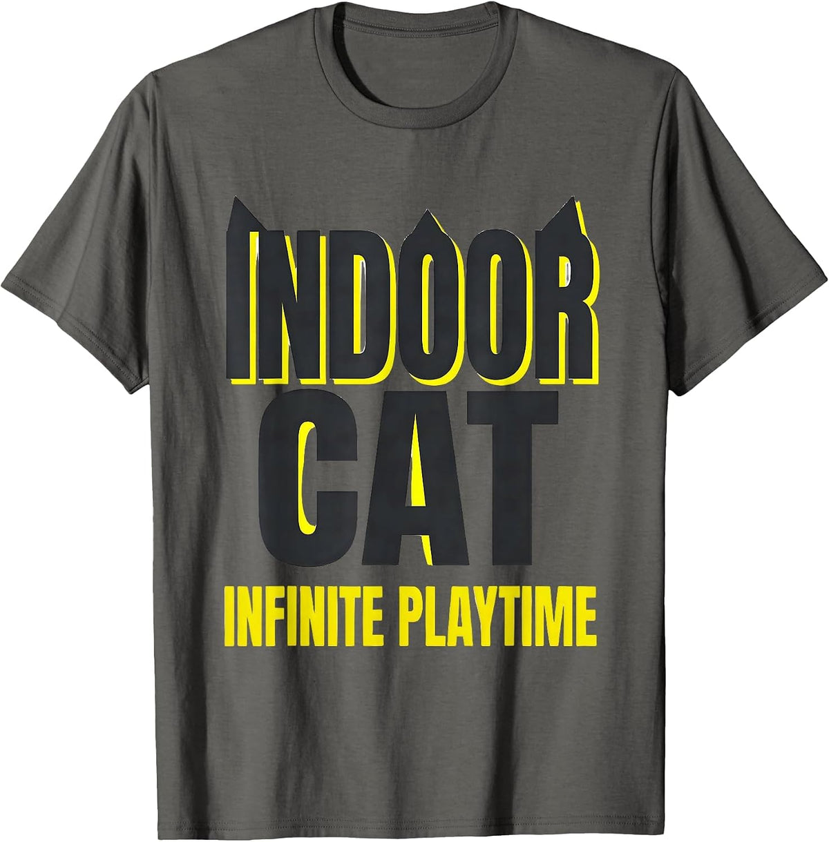 Men's Indoor Cat Infinite Playtime Funny Cat Gamer Video Game T-Shirt - Asphalt Grey